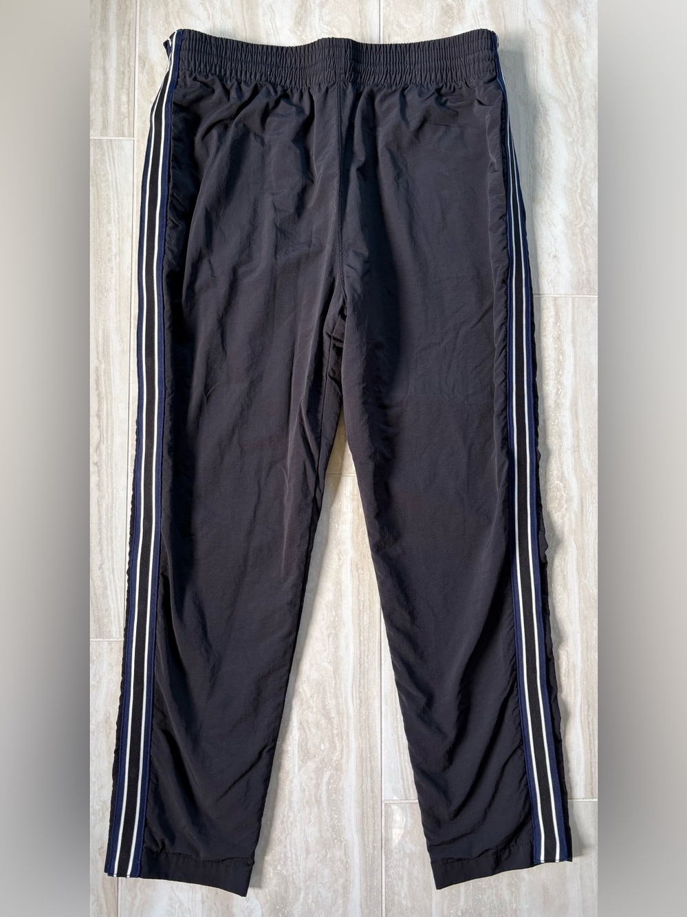 Mitchell & Ness Black Break Away Track Pants White and Navy Side Stripes